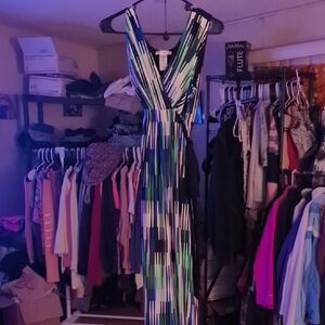 London Style Blue and Green Maxi Dress